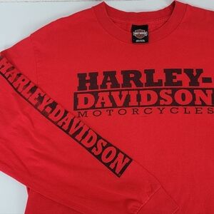 Harley Davidson Red/Black Long Sleeve El Paso TX Motorcycle Graphic T-Shirt Sz L
